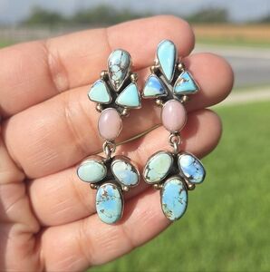 Golden Hills Turquoise And Pink Conch Post Earrings